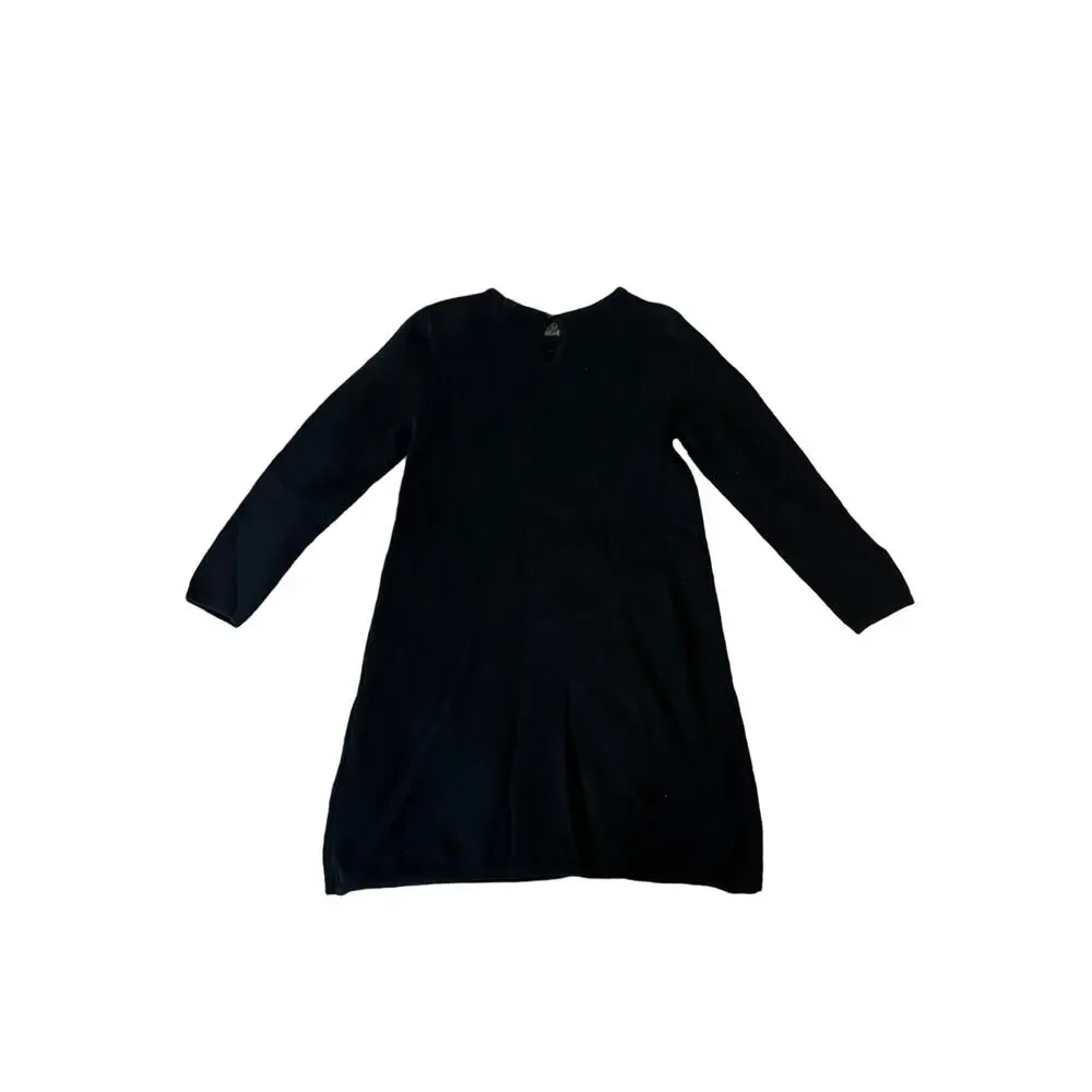 Hanna Andersson |  Black + White Embroidered 100% Cotton Knit Dress | Size 6-7